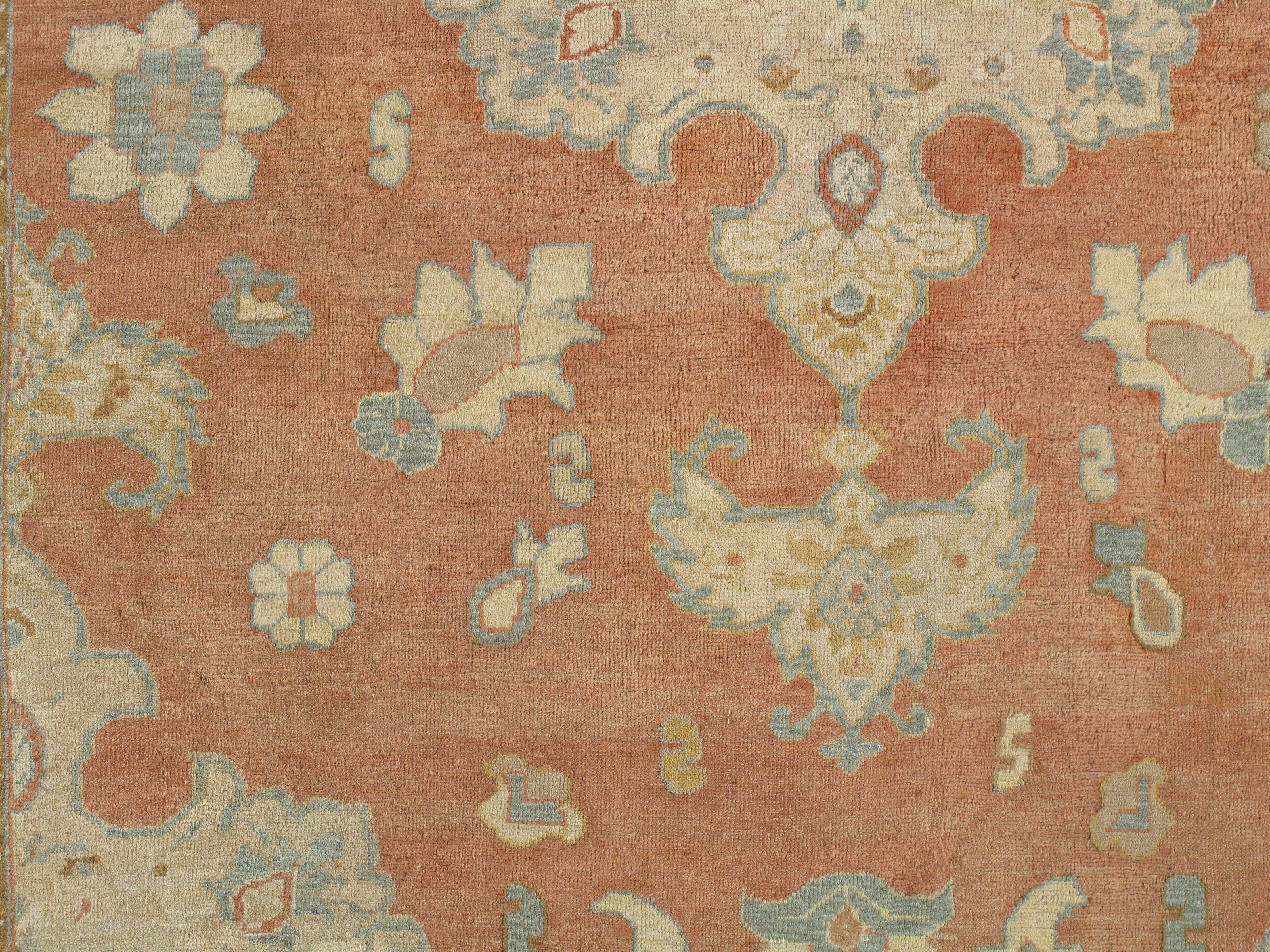 Antiker persischer Sultanabad-Teppich aus Wolle, weicher Rost, orientalischer Teppich, handgeknüpft im Zustand „Gut“ im Angebot in Port Washington, NY