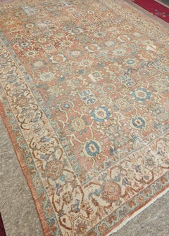 Antique Persian Sultanabad Rug, Wool, Distressed Finish, 1920