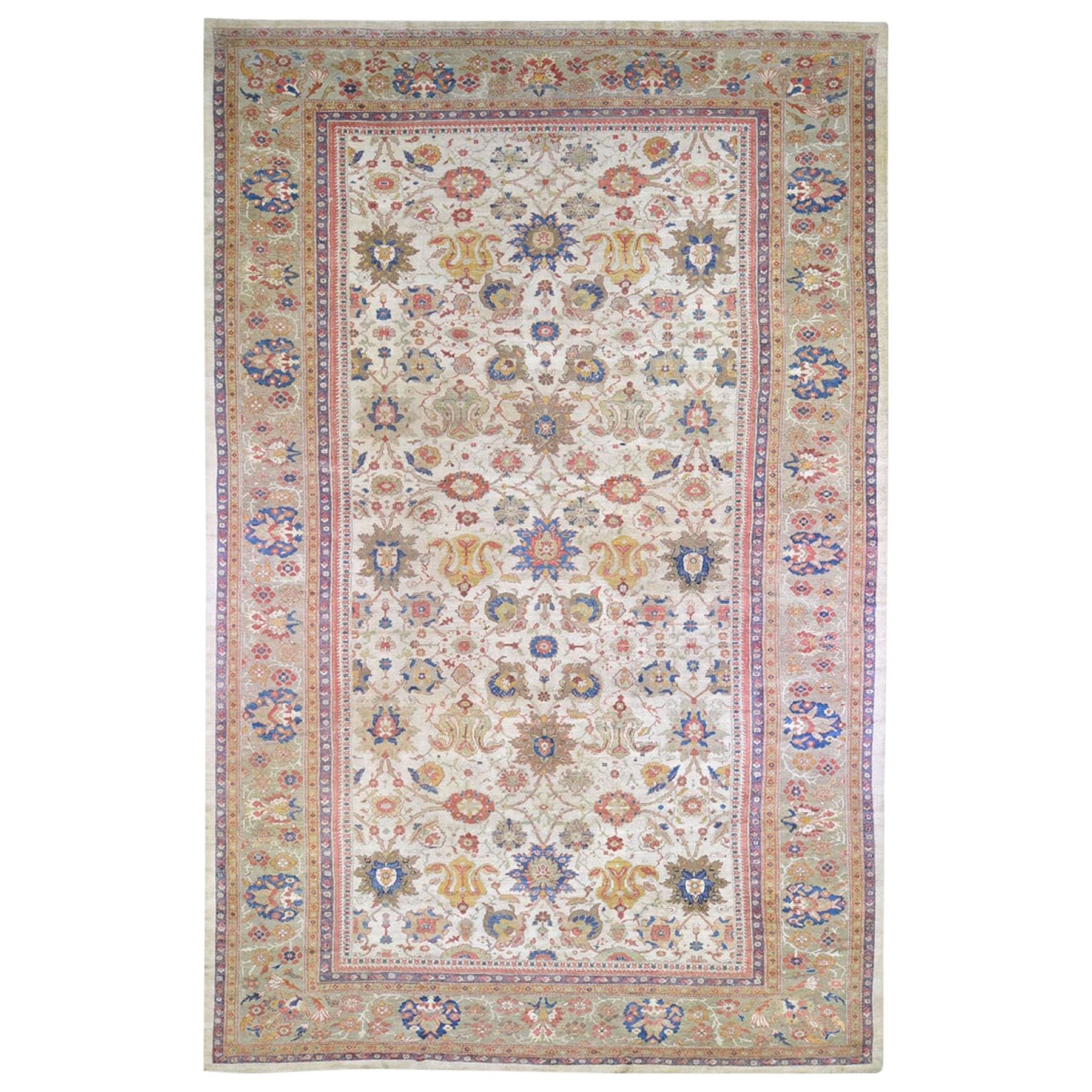 Antique Persian Sultanabad Good Condition Extra Long Wool Hand Knotted Rug For Sale