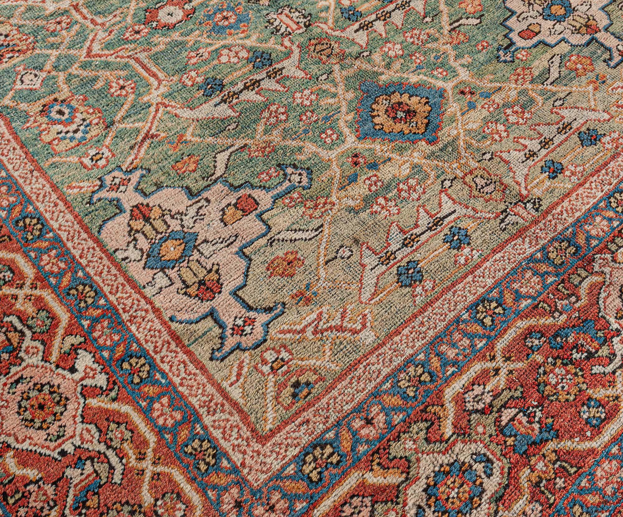 Antique Persian Sultanabad Handmade Wool Rug In Good Condition For Sale In New York, NY