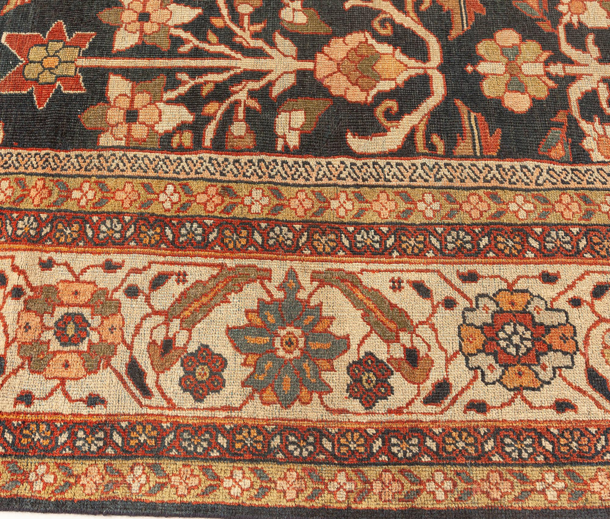 20th Century Antique Persian Sultanabad Handmade Wool Rug For Sale