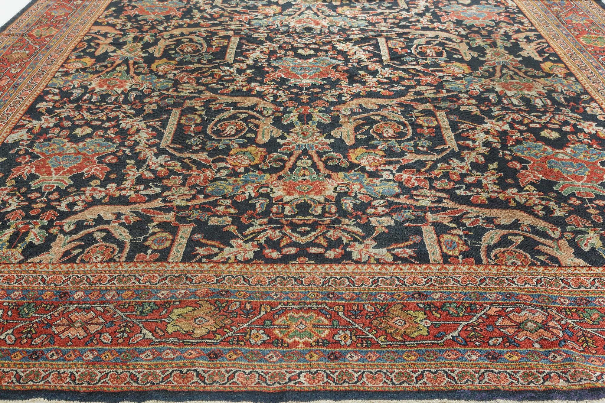 20th Century Antique Persian Sultanabad Handmade Wool Rug For Sale