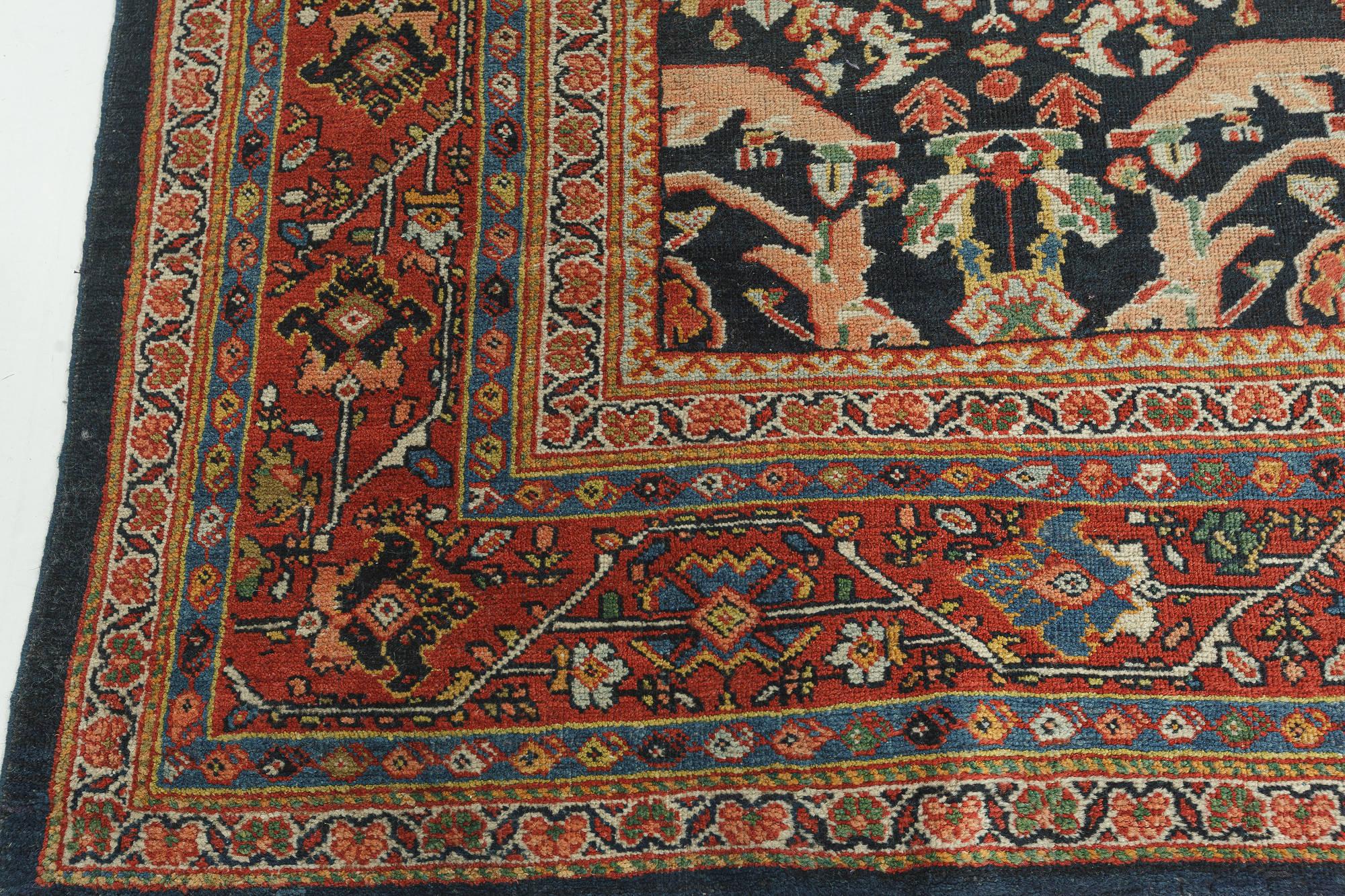Antique Persian Sultanabad Handmade Wool Rug For Sale 1
