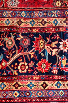 Antique Persian Sultanabad Handwoven Luxury Red/Navy Rug, 14'-4" X 18 Size