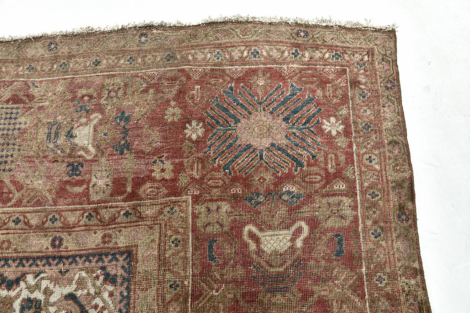 Antique Persian Sultanabad Herati Square Rug 4