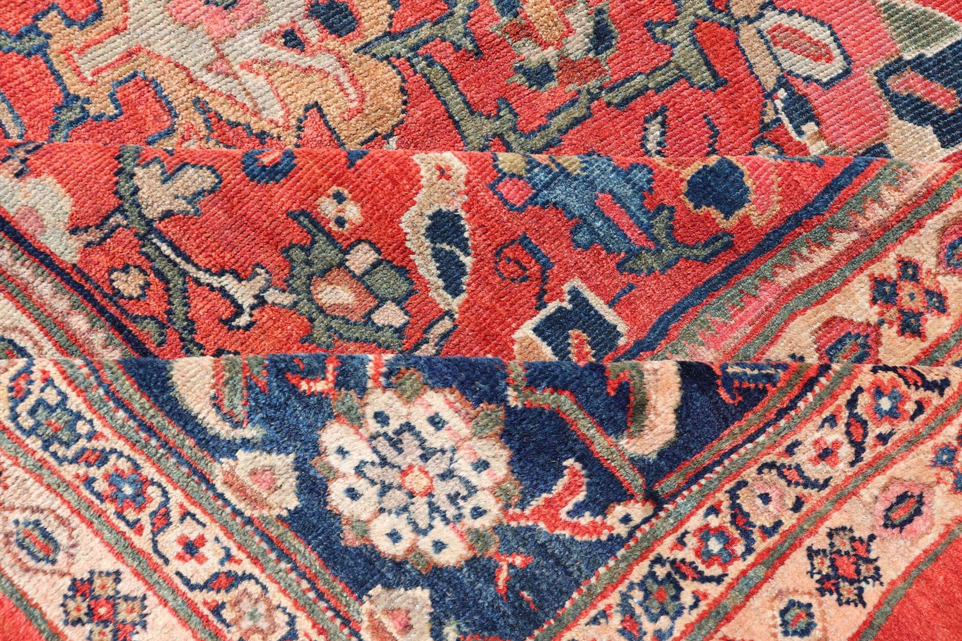 Large and wide Antique Persian Sultanabad Rug in Rust Red Background & Multi Colors. Rug/ VR-9004. Antique Sultanabad

Measures:  14'2 x 18'6

This large and inspiring Sultanabad from the turn of the century draws heavily on nature for its