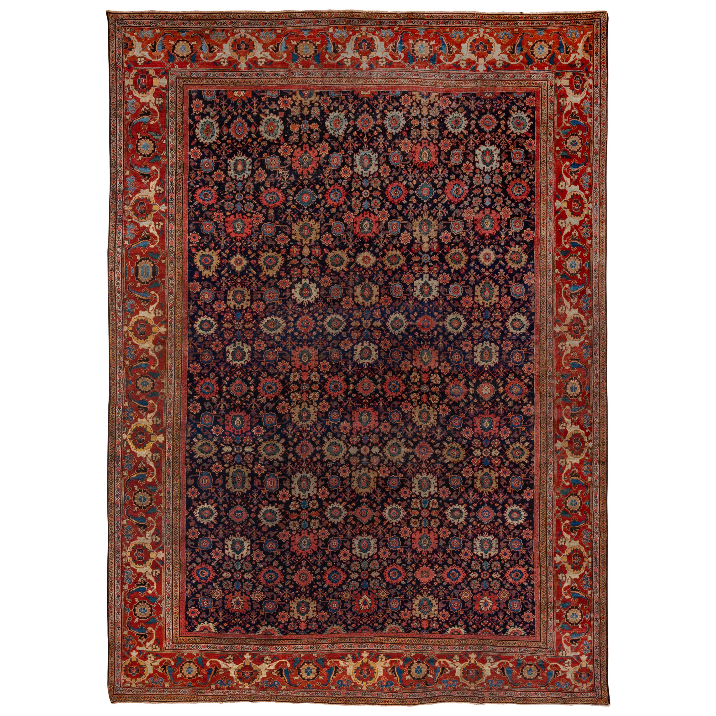Antiker persischer Sultanabad-Teppich, um 1900, schöne Farben