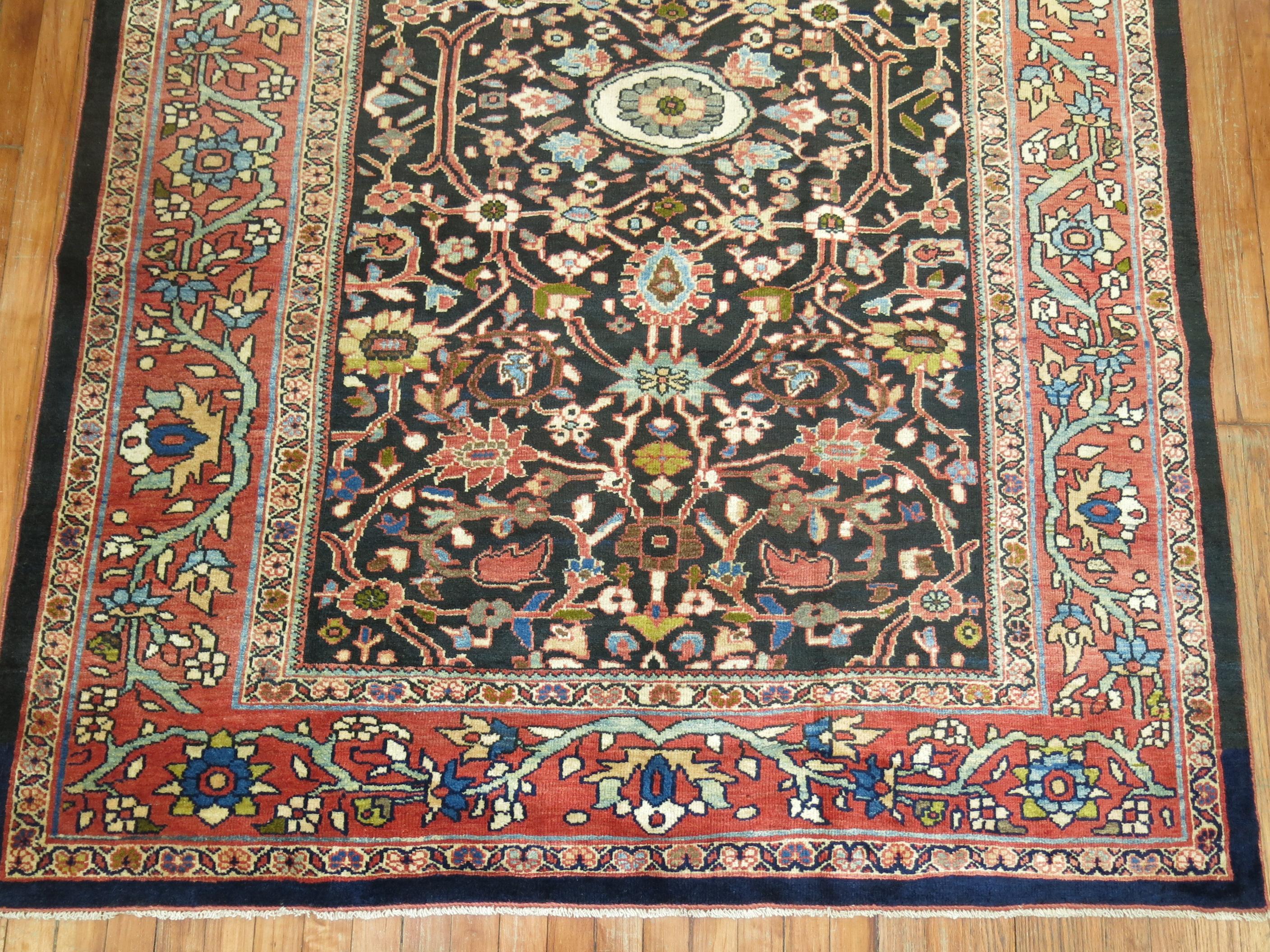 Antique Persian Sultanabad Mahal Gallery Size Carpet For Sale 3