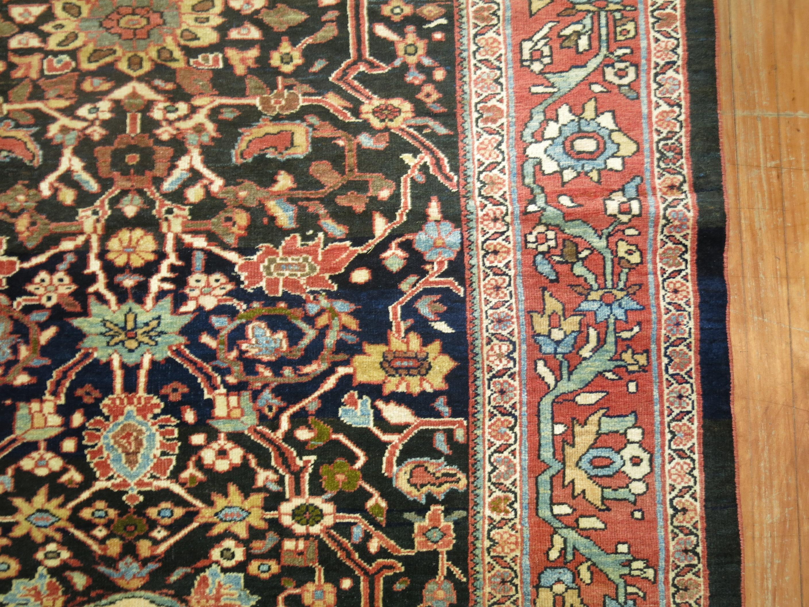 Hand-Woven Antique Persian Sultanabad Mahal Gallery Size Carpet For Sale