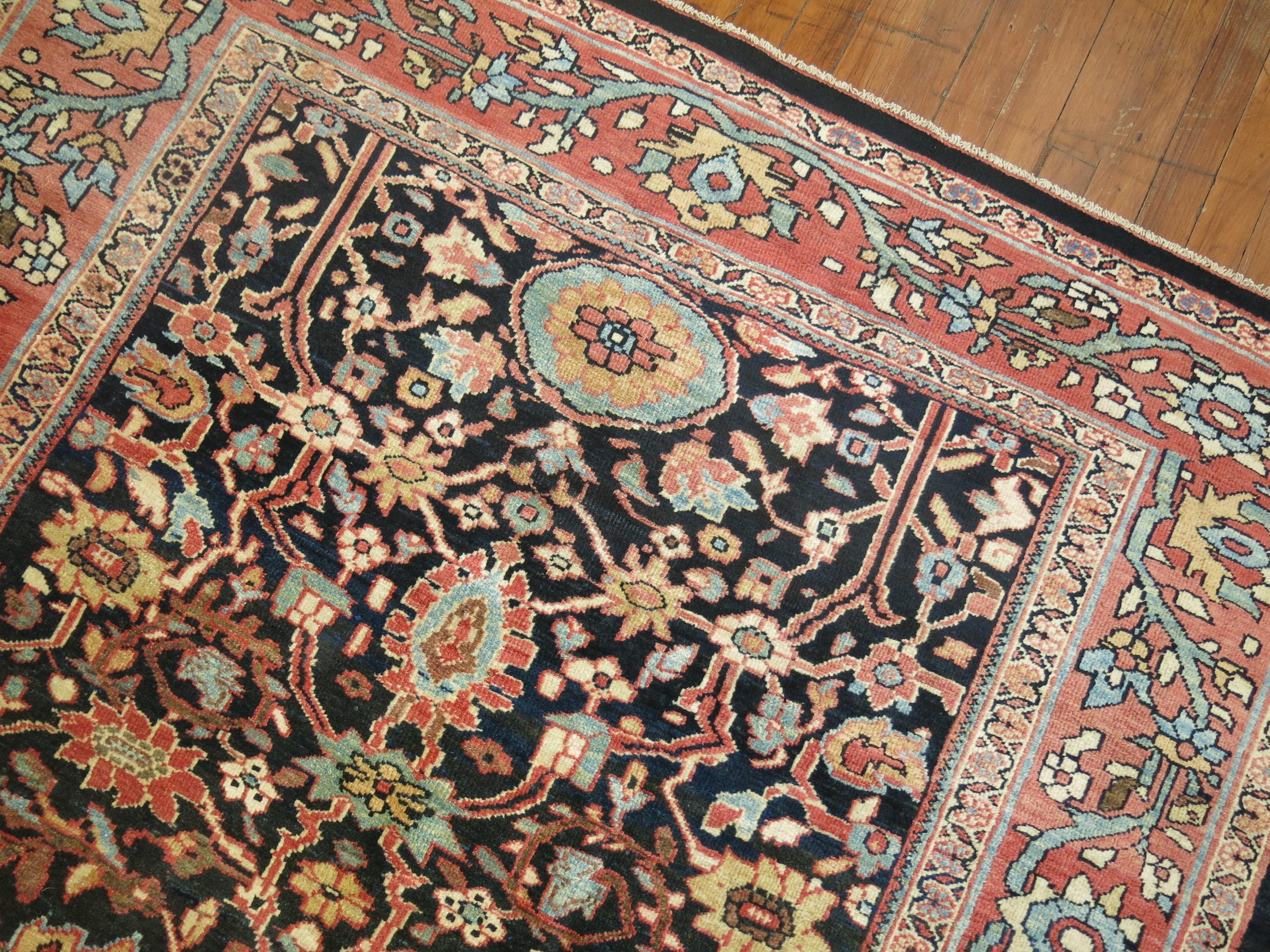 20th Century Antique Persian Sultanabad Mahal Gallery Size Carpet For Sale