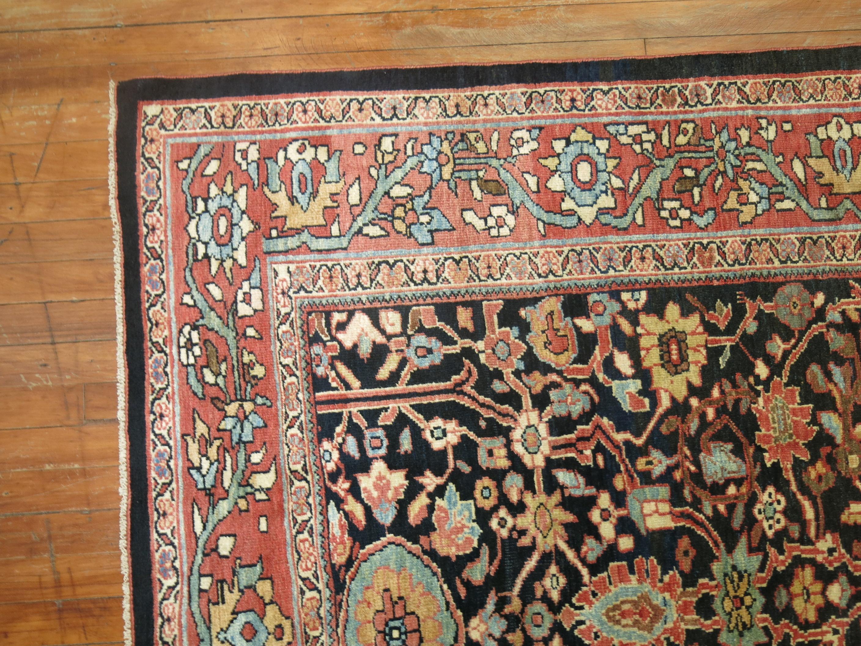 Antique Persian Sultanabad Mahal Gallery Size Carpet For Sale 1