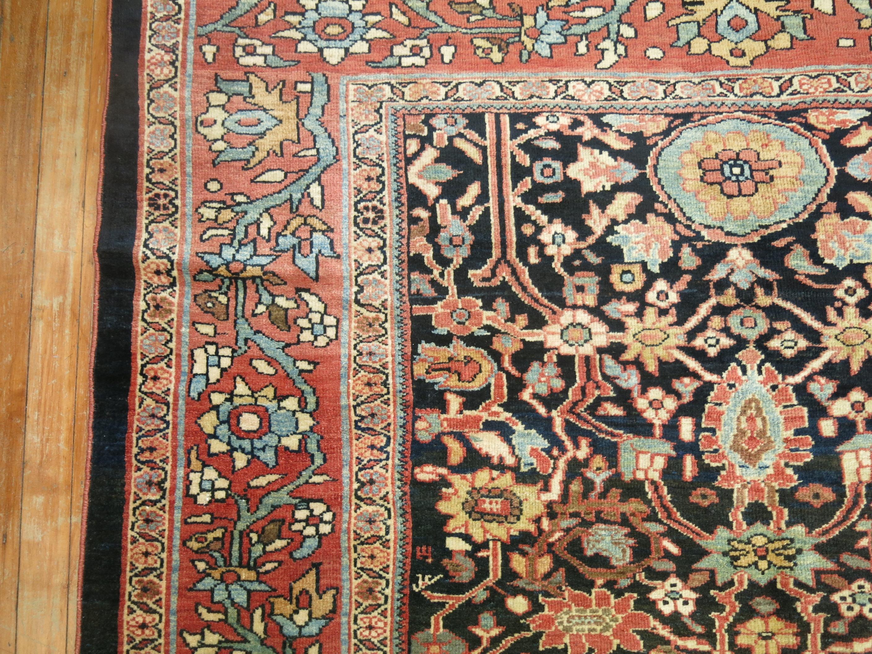 Antique Persian Sultanabad Mahal Gallery Size Carpet For Sale 2