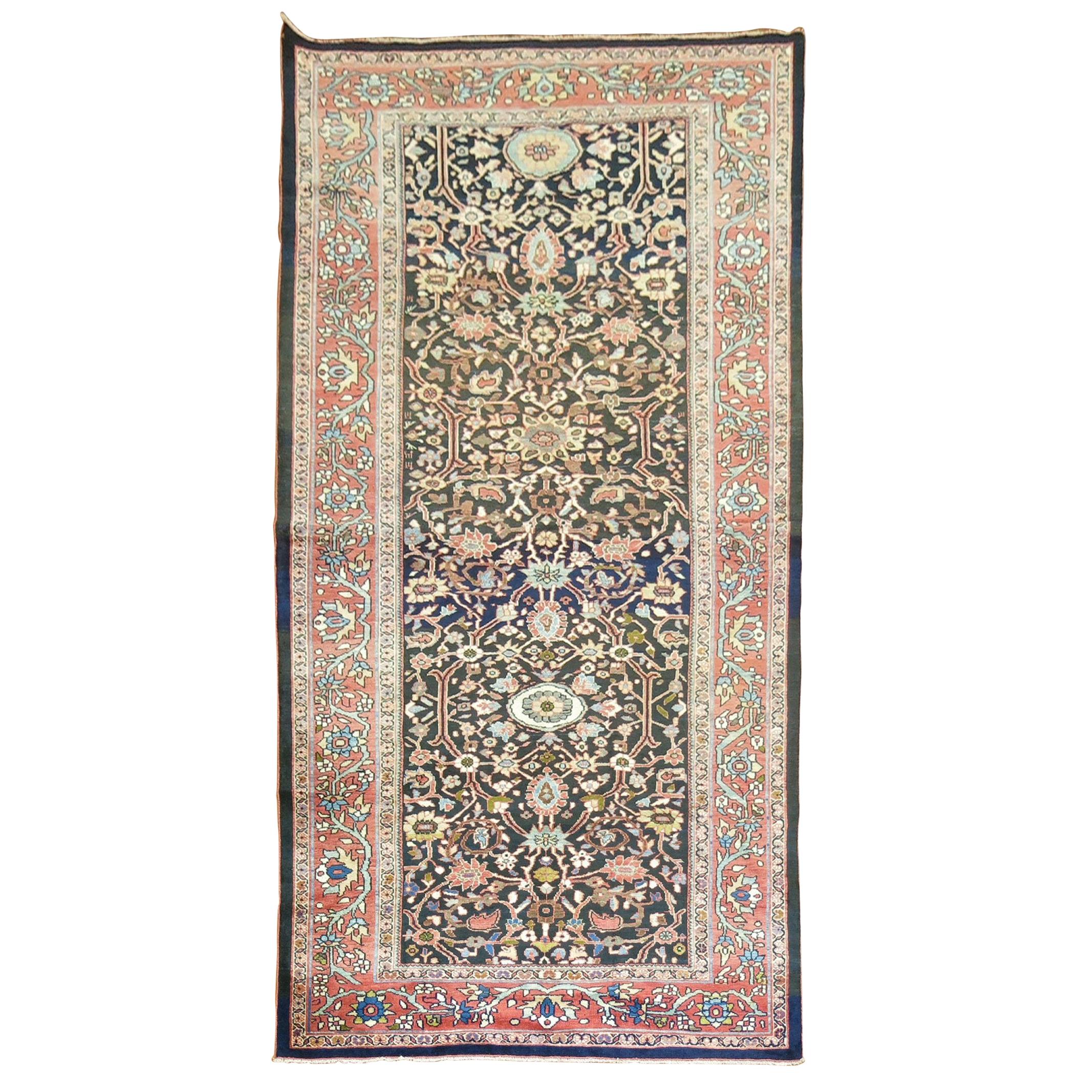 Antique Persian Sultanabad Mahal Gallery Size Carpet For Sale