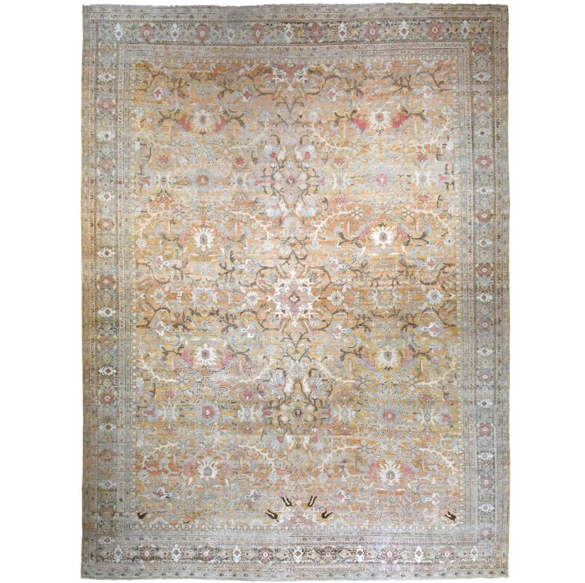 Antique Persian Sultanabad Mahal Rug 12’8 x 17′ In Good Condition For Sale In Sag Harbor, NY