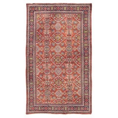Antique Persian Sultanabad-Mahal Rug in Jewel Tones & All-Over Geometric Design