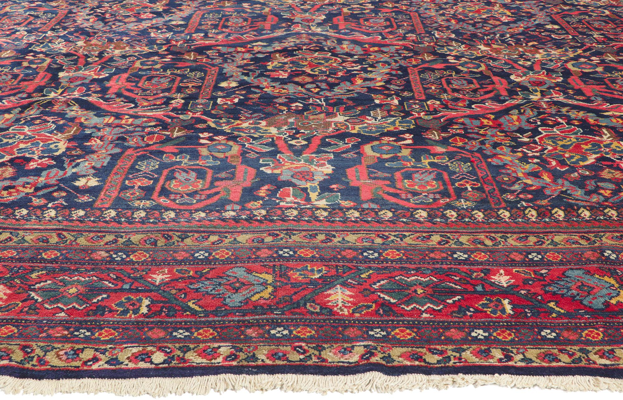 Antique Persian Sultanabad Mahal Rug Mustafavi Design, Hotel Lobby Size Carpet In Good Condition For Sale In Dallas, TX