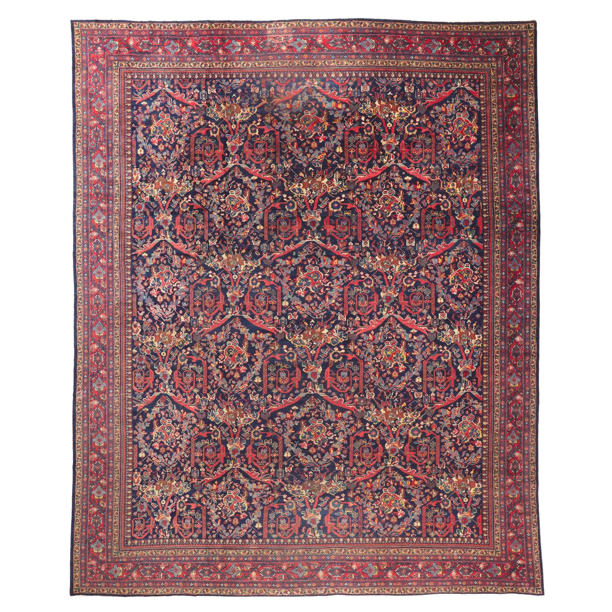 Antique Persian Sultanabad Mahal Rug Mustafavi Design, Hotel Lobby Size Carpet For Sale