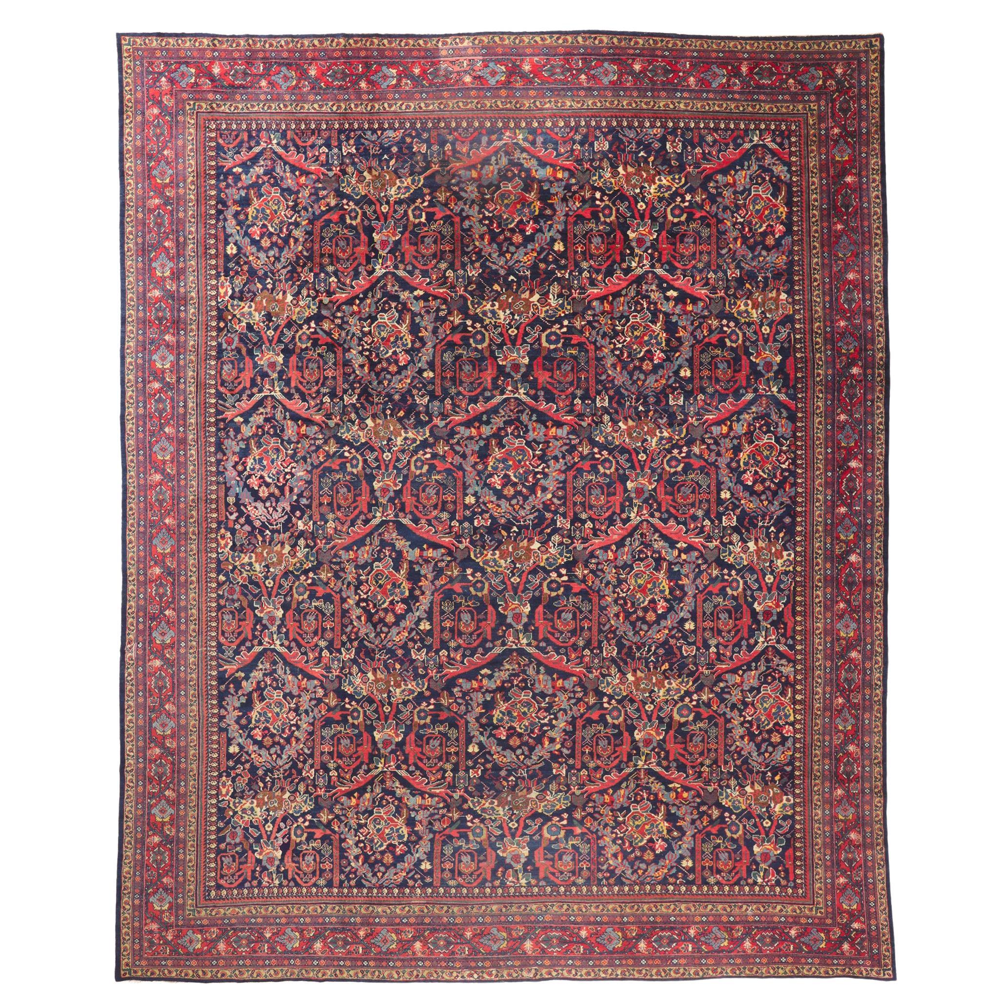 Antique Persian Sultanabad Mahal Rug Mustafavi Design, Hotel Lobby Size Carpet