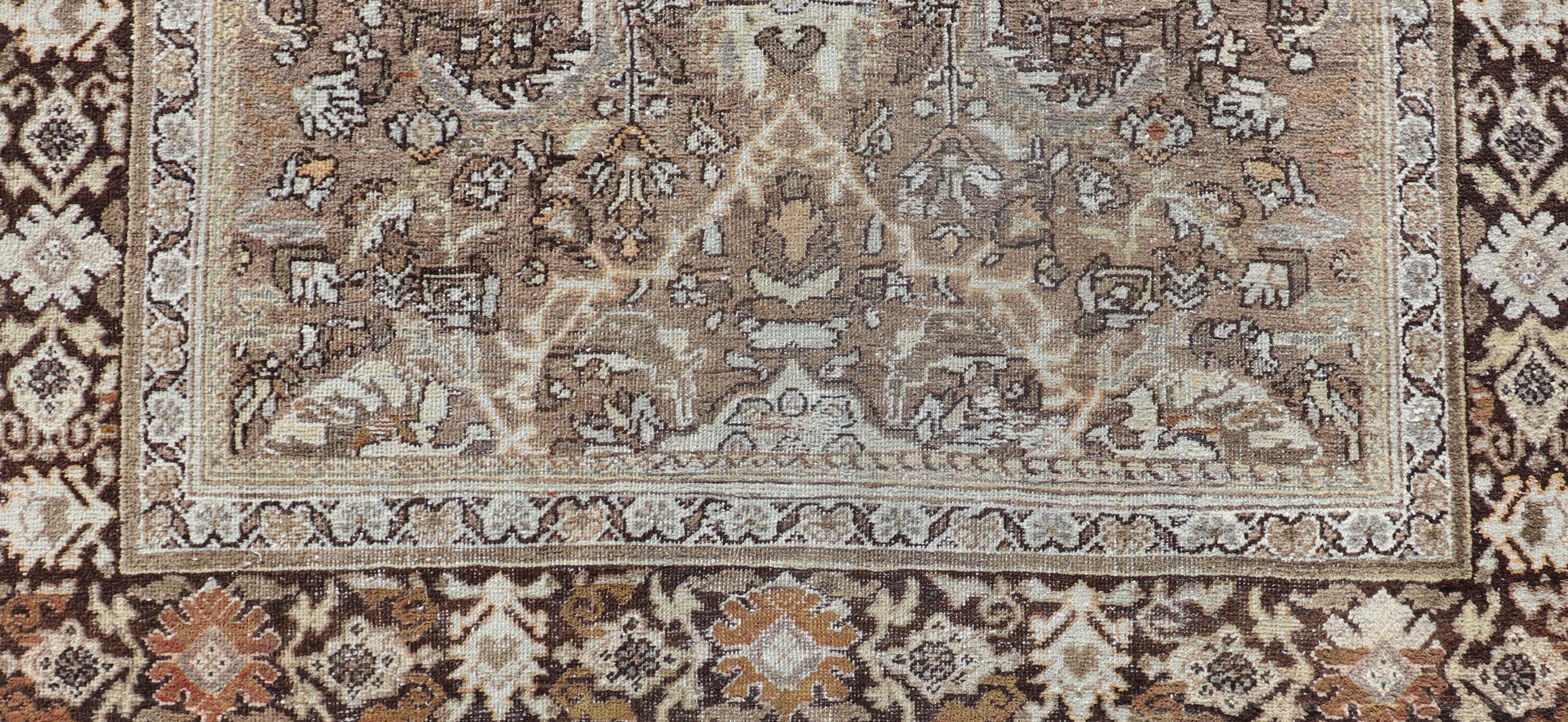 Hand-Knotted Antique Persian Sultanabad-Mahal Rug with All-Over Sub-Geometric Design For Sale