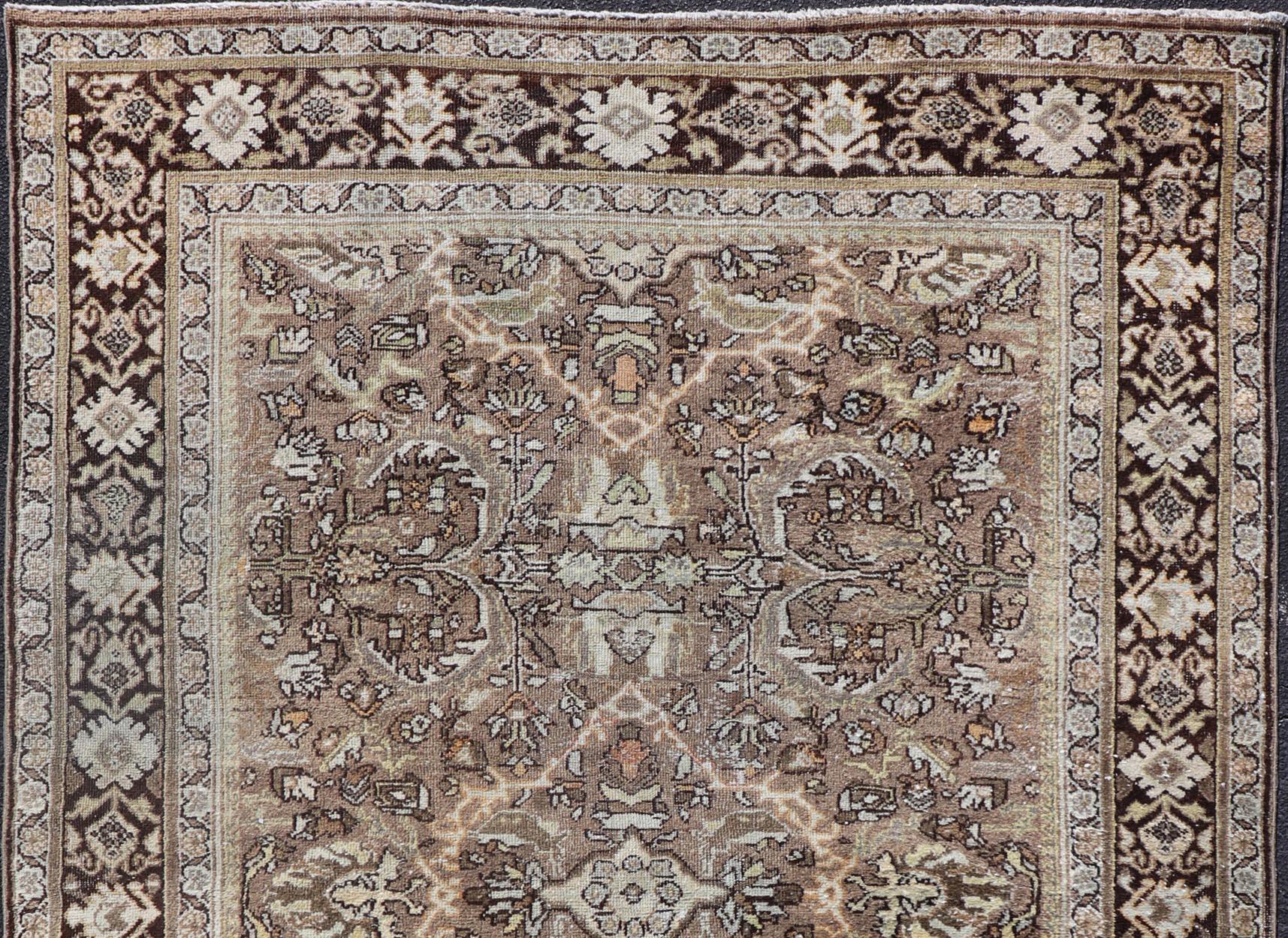 Wool Antique Persian Sultanabad-Mahal Rug with All-Over Sub-Geometric Design For Sale