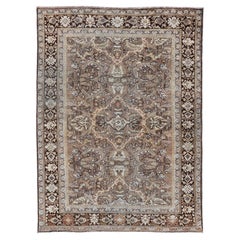 Antique Persian Sultanabad-Mahal Rug with All-Over Sub-Geometric Design