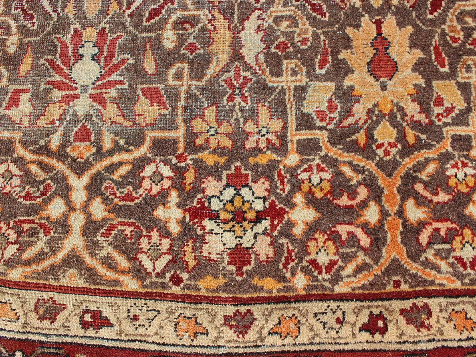 Late 19th Century Gray Background Antique Persian Sultanabad with All-Over Floral Design For Sale