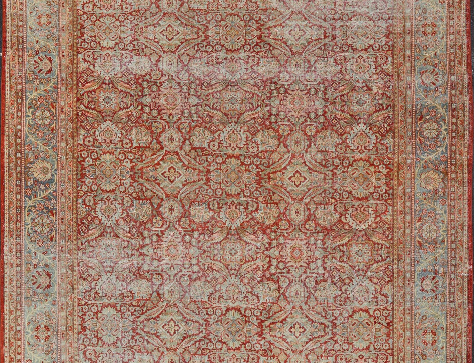 Antiker persischer Sultanabad-Mahal mit überdimensionalem, subgeometrischem Design im Angebot 9