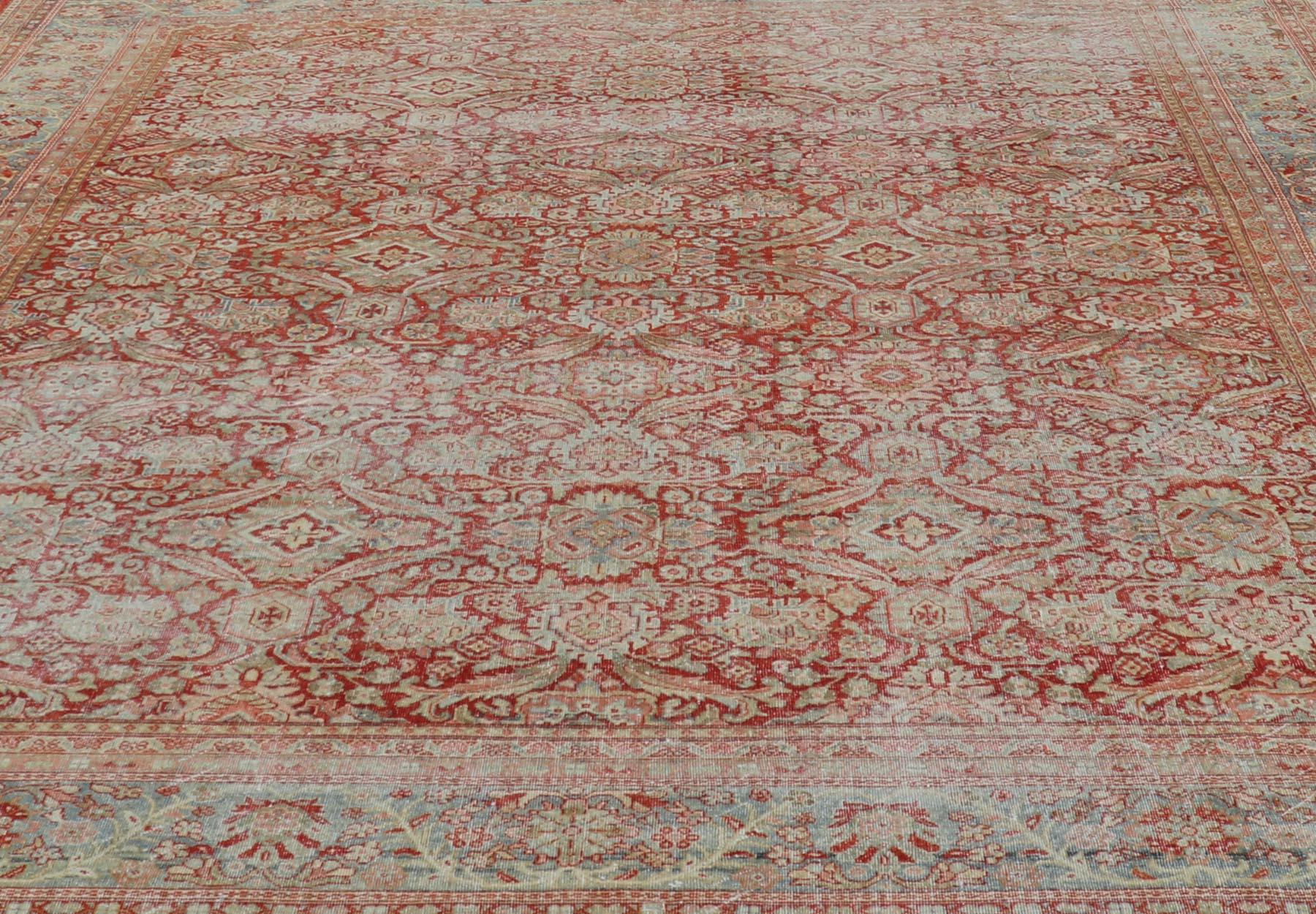 Antiker persischer Sultanabad-Mahal mit überdimensionalem, subgeometrischem Design (Handgeknüpft) im Angebot