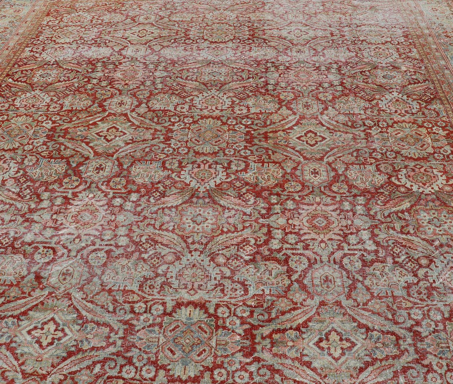 Antiker persischer Sultanabad-Mahal mit überdimensionalem, subgeometrischem Design im Zustand „Gut“ im Angebot in Atlanta, GA