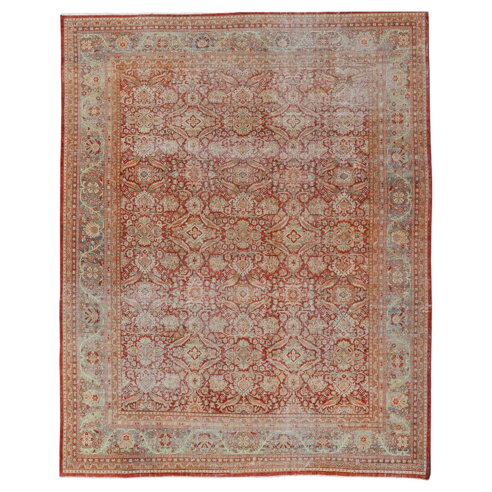 Antique Persian Sultanabad-Mahal with All-Over Sub-Geometric Design