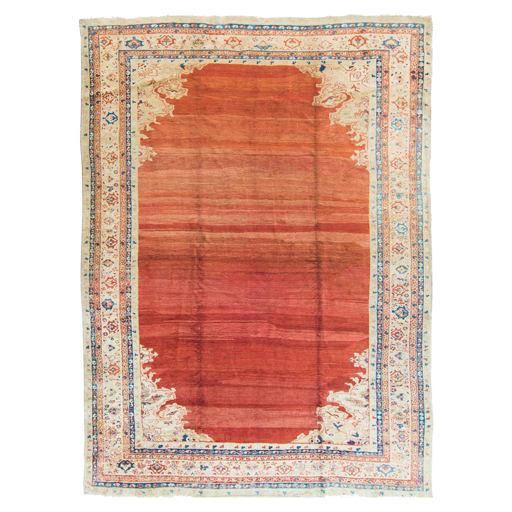 Antique Persian Sultanabad Open Field Rug For Sale