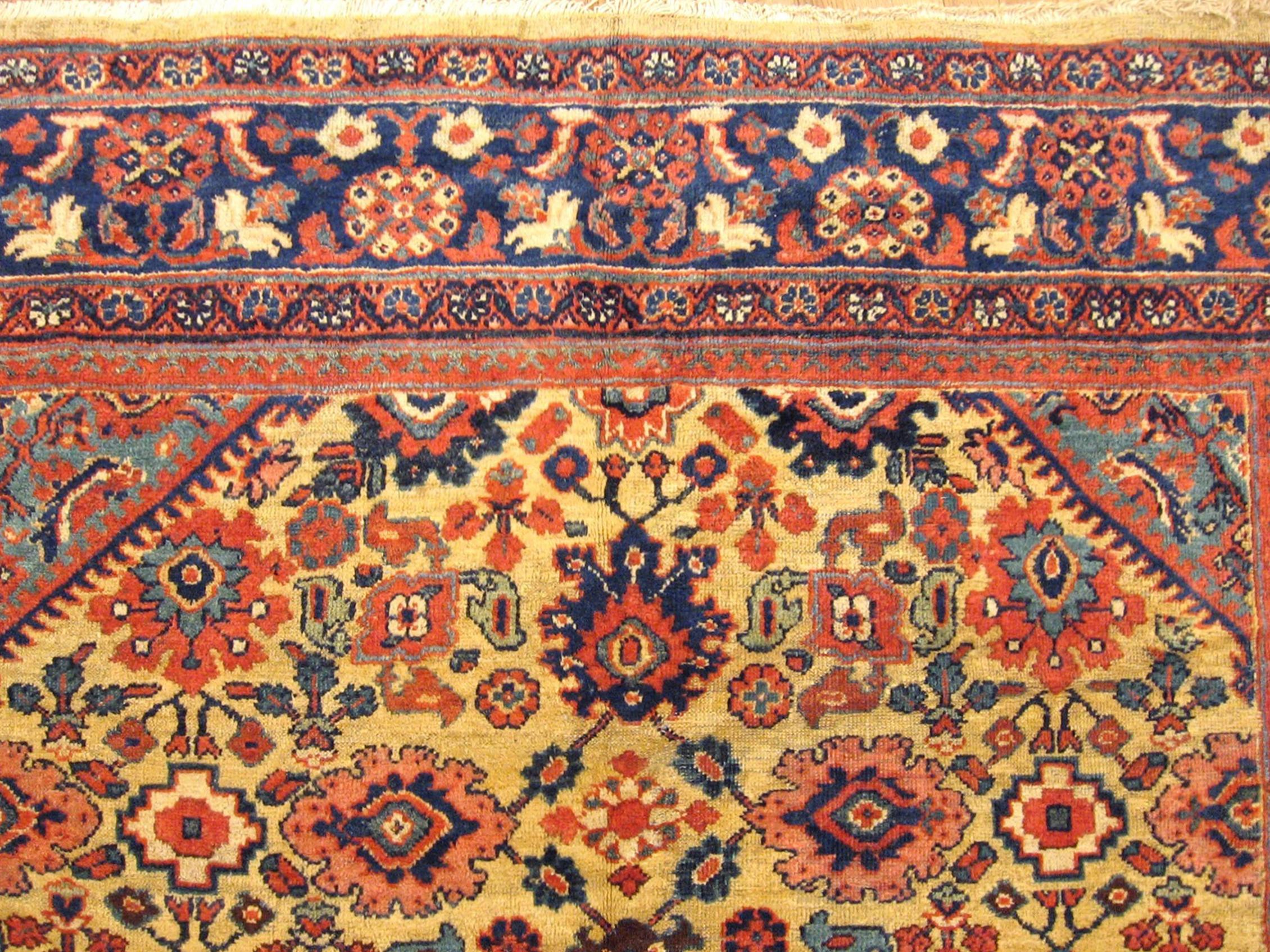 Hand-Knotted Antique Persian Sultanabad Oriental Carpet, Room Size, with Central Medallion For Sale