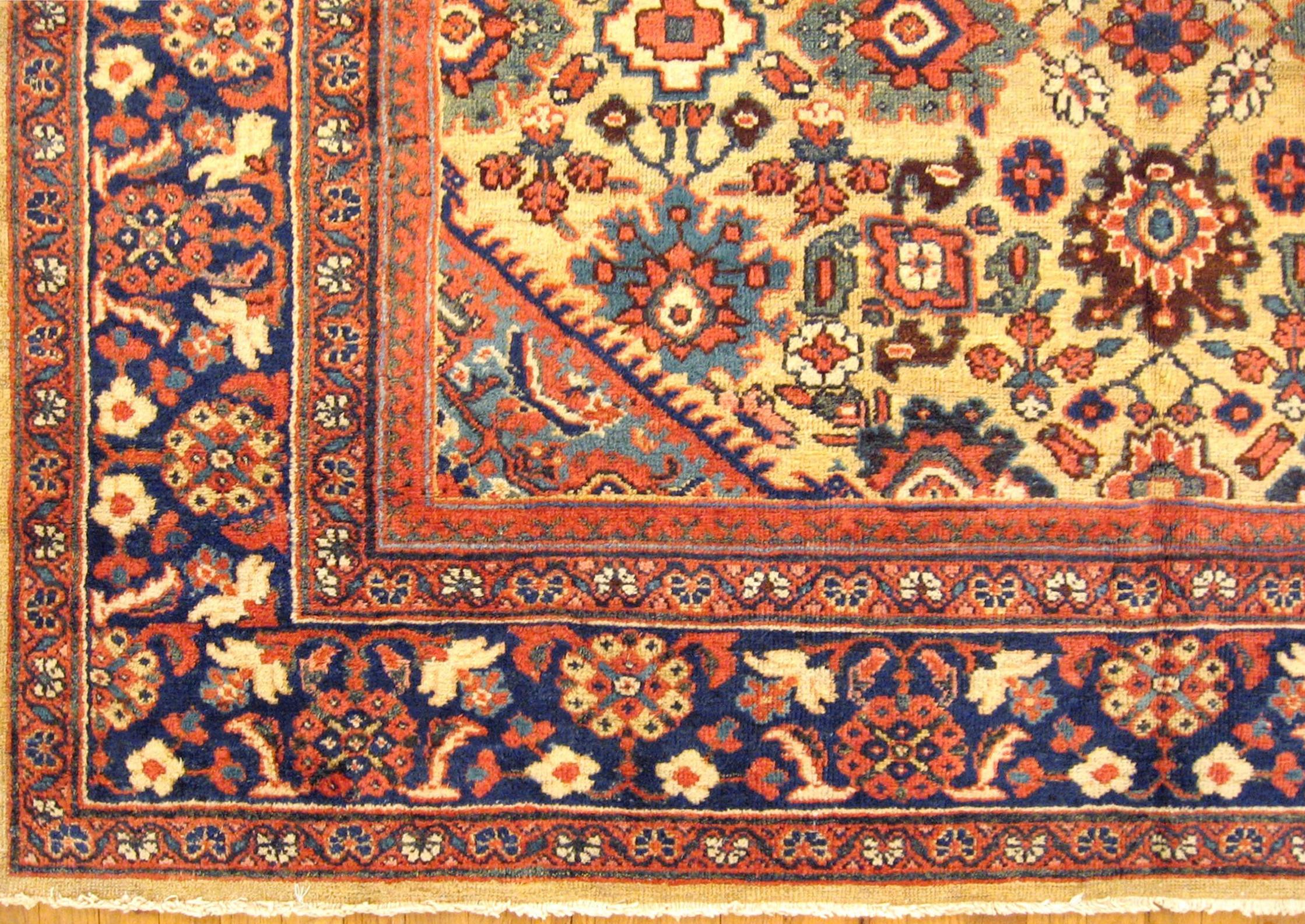 Wool Antique Persian Sultanabad Oriental Carpet, Room Size, with Central Medallion For Sale