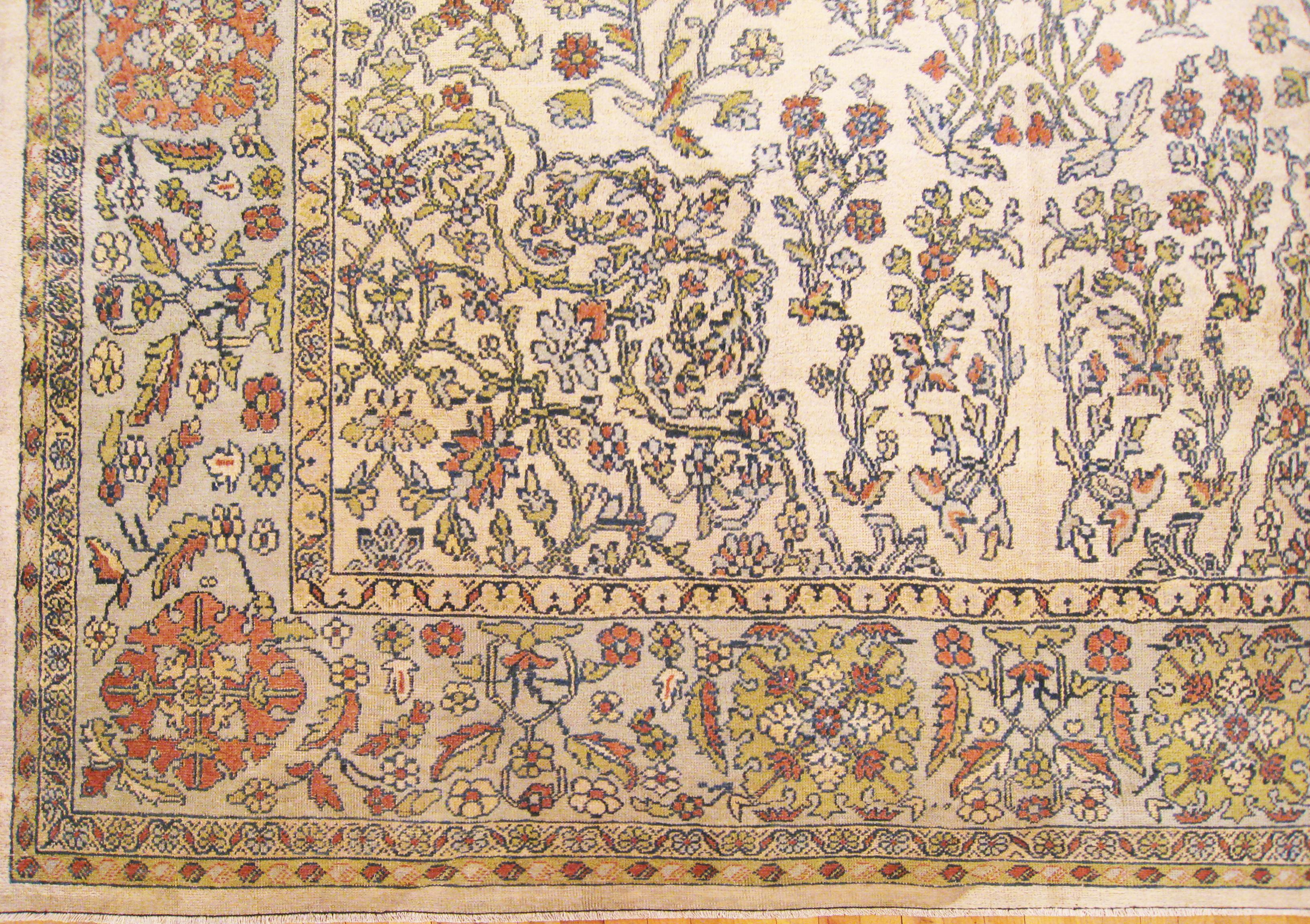 Antiker persischer Sultanabad- orientalischer Teppich, Zimmergre, mit Blumenelementen (Handgeknüpft) im Angebot