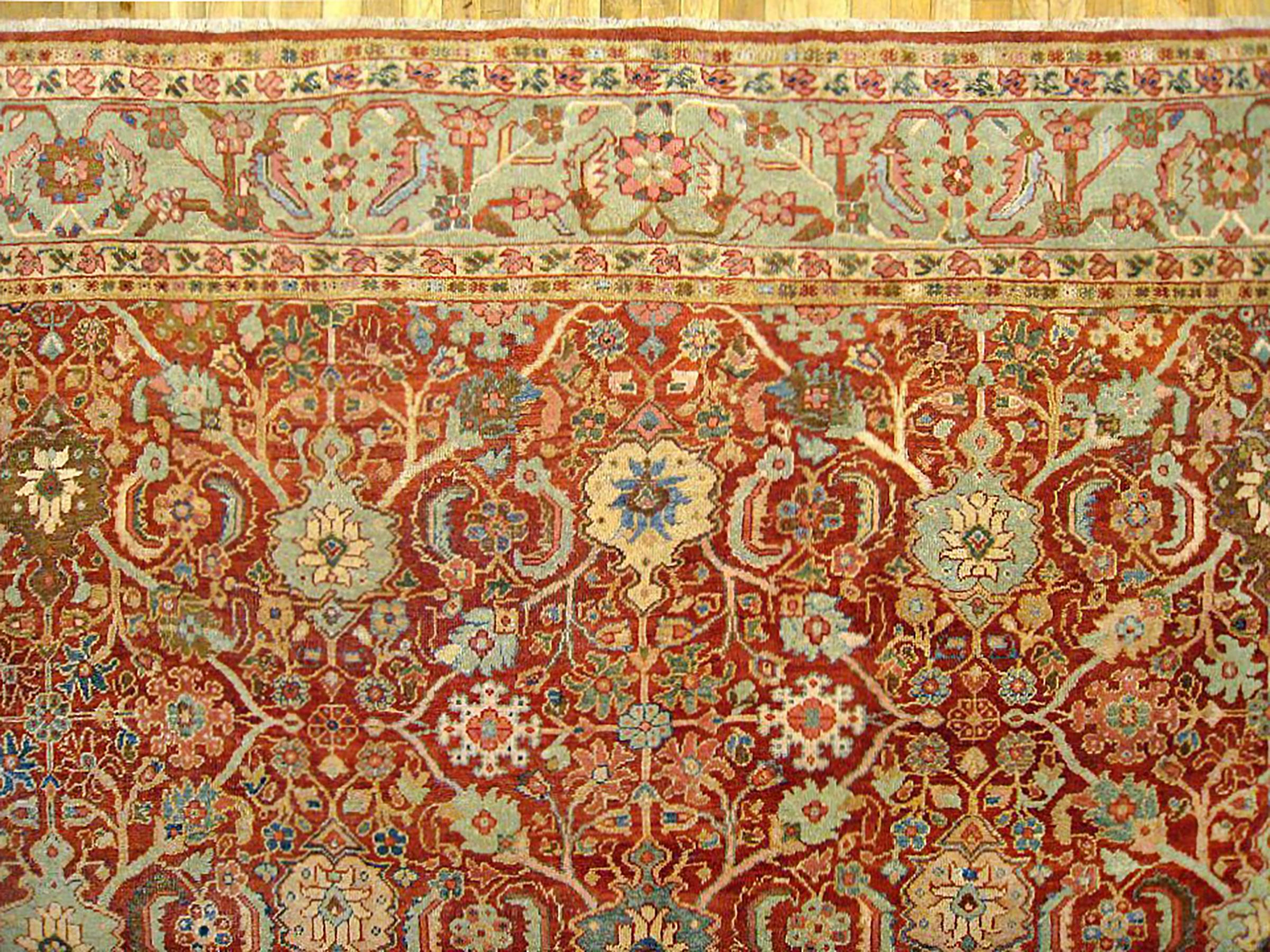 Antique Persian Sultanabad Oriental Carpet, Room Size, with Floral Elements In Good Condition For Sale In New York, NY