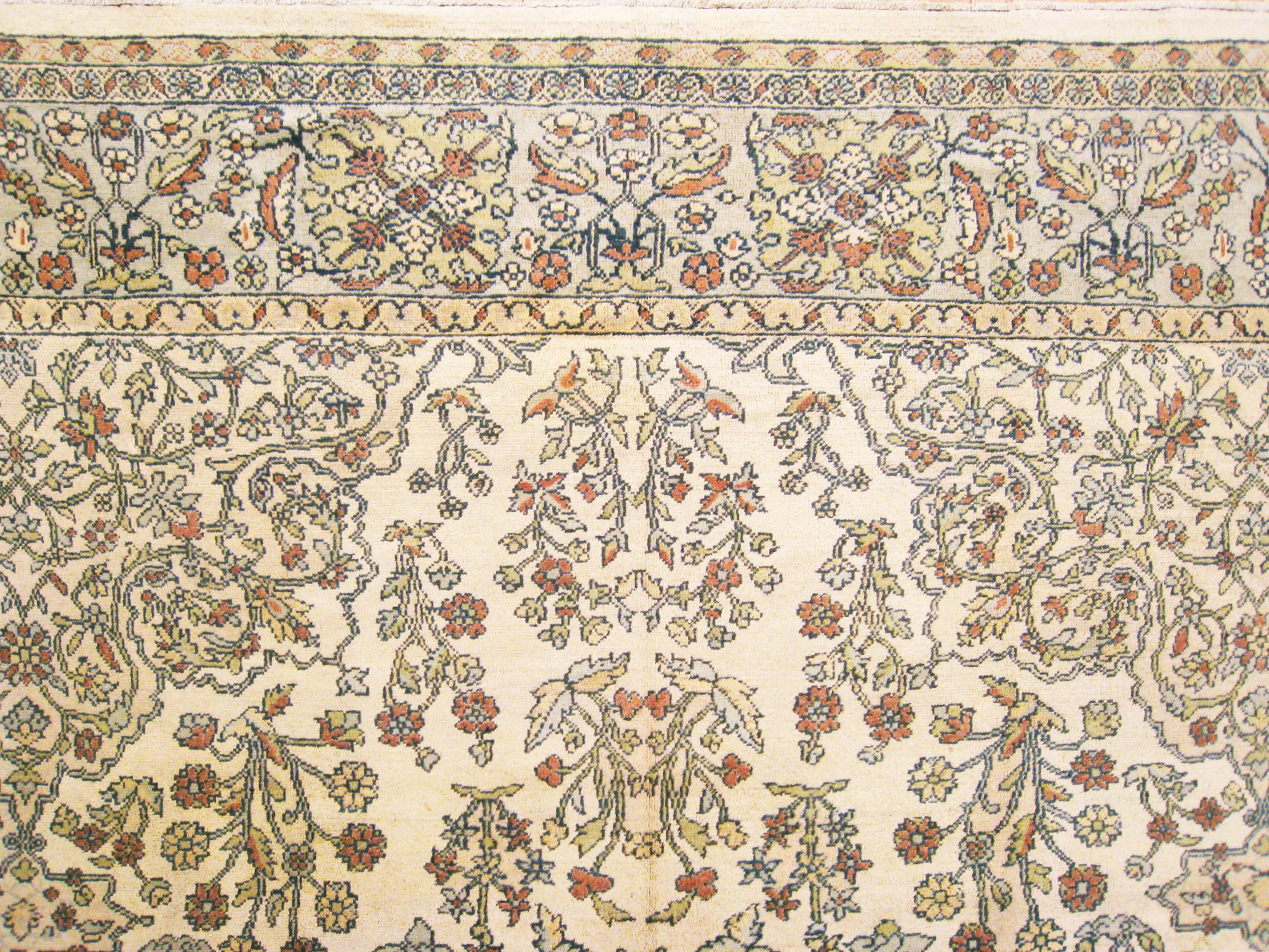 Wool Antique Persian Sultanabad Oriental Carpet, Room Size, with Floral Elements For Sale