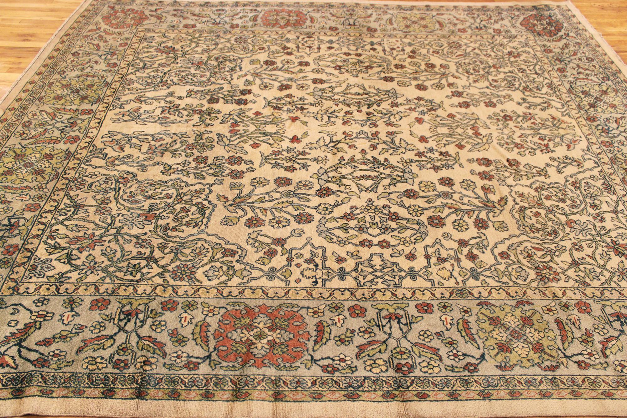 Antiker persischer Sultanabad- orientalischer Teppich, Zimmergre, mit Blumenelementen im Angebot 1