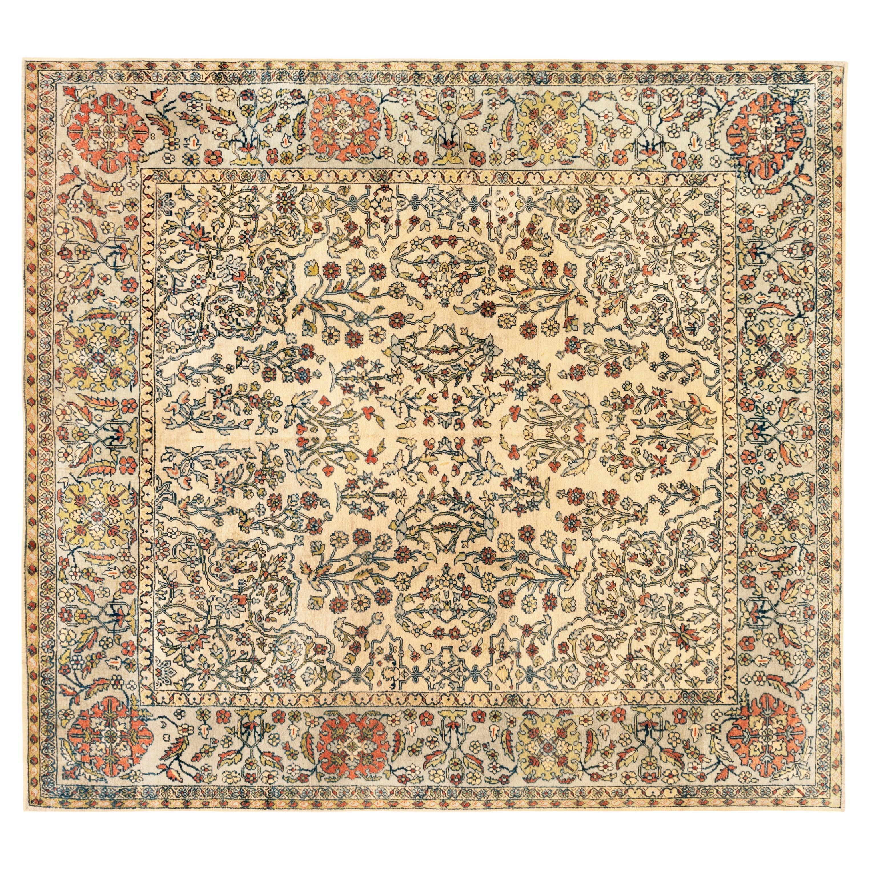 Antiker persischer Sultanabad- orientalischer Teppich, Zimmergre, mit Blumenelementen