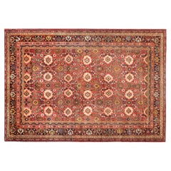 Antique Persian Sultanabad Oriental Carpet, Room Size, with Floral Elements