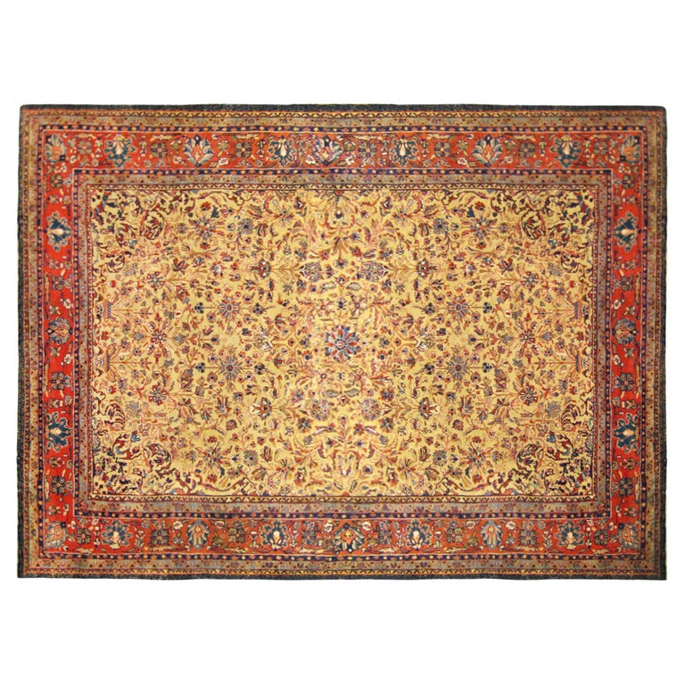Antique Persian Sultanabad Oriental Carpet, Room Size, with Floral ...