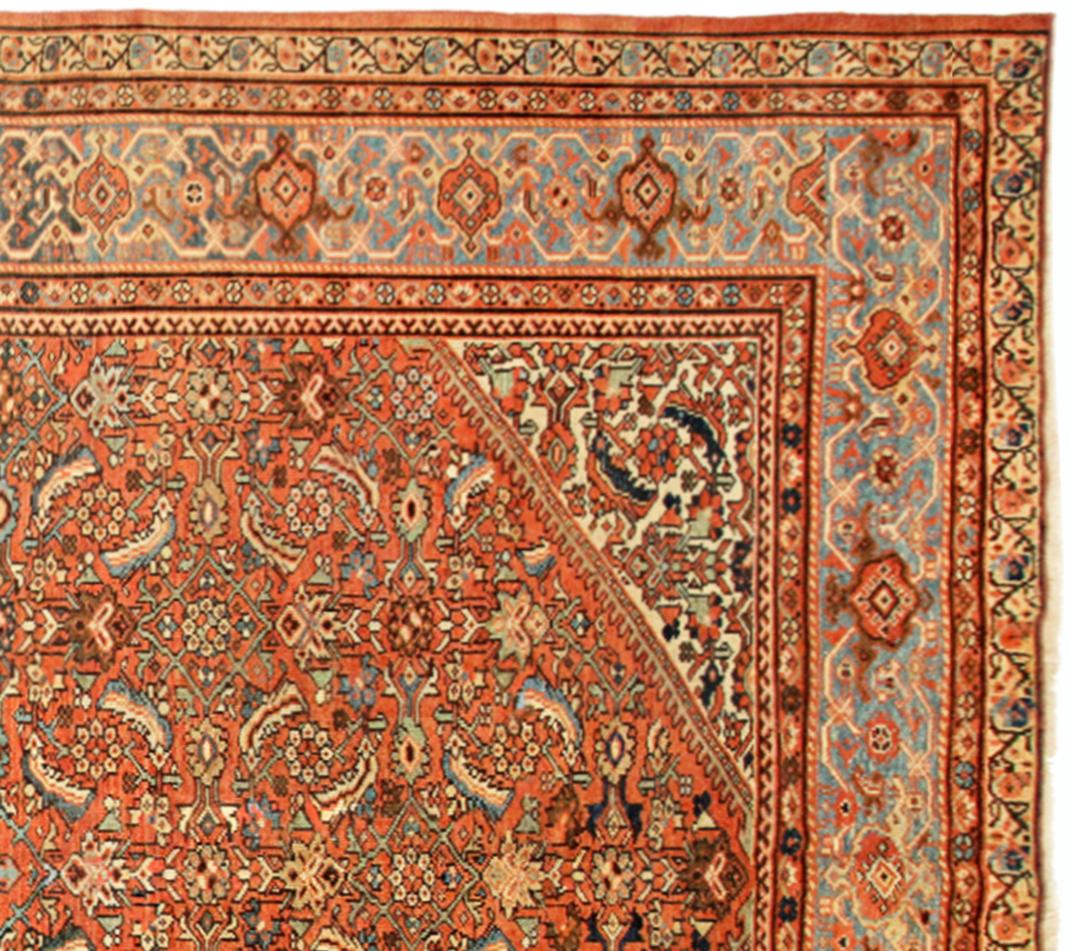 Hand-Knotted Antique Persian Sultanabad Oriental Carpet, Room Size, with Medallion For Sale