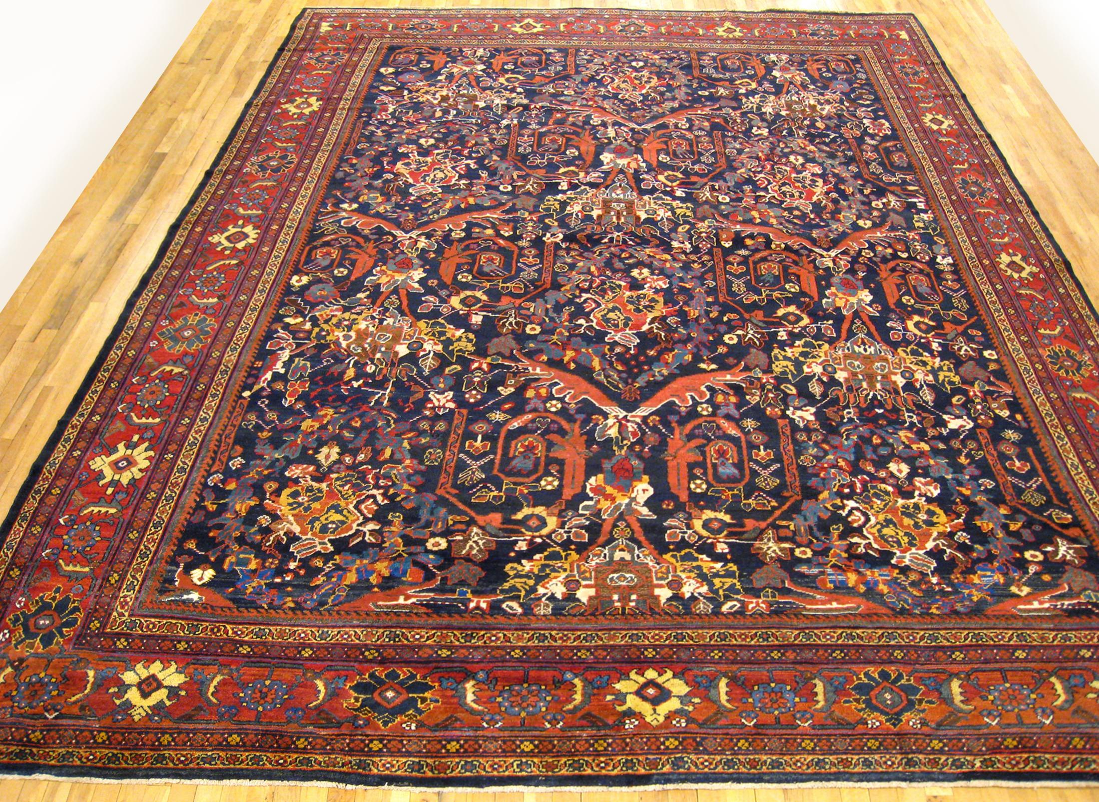 Hand-Knotted Antique Persian Sultanabad Oriental Carpet, Room Size, with Mostophy Design For Sale