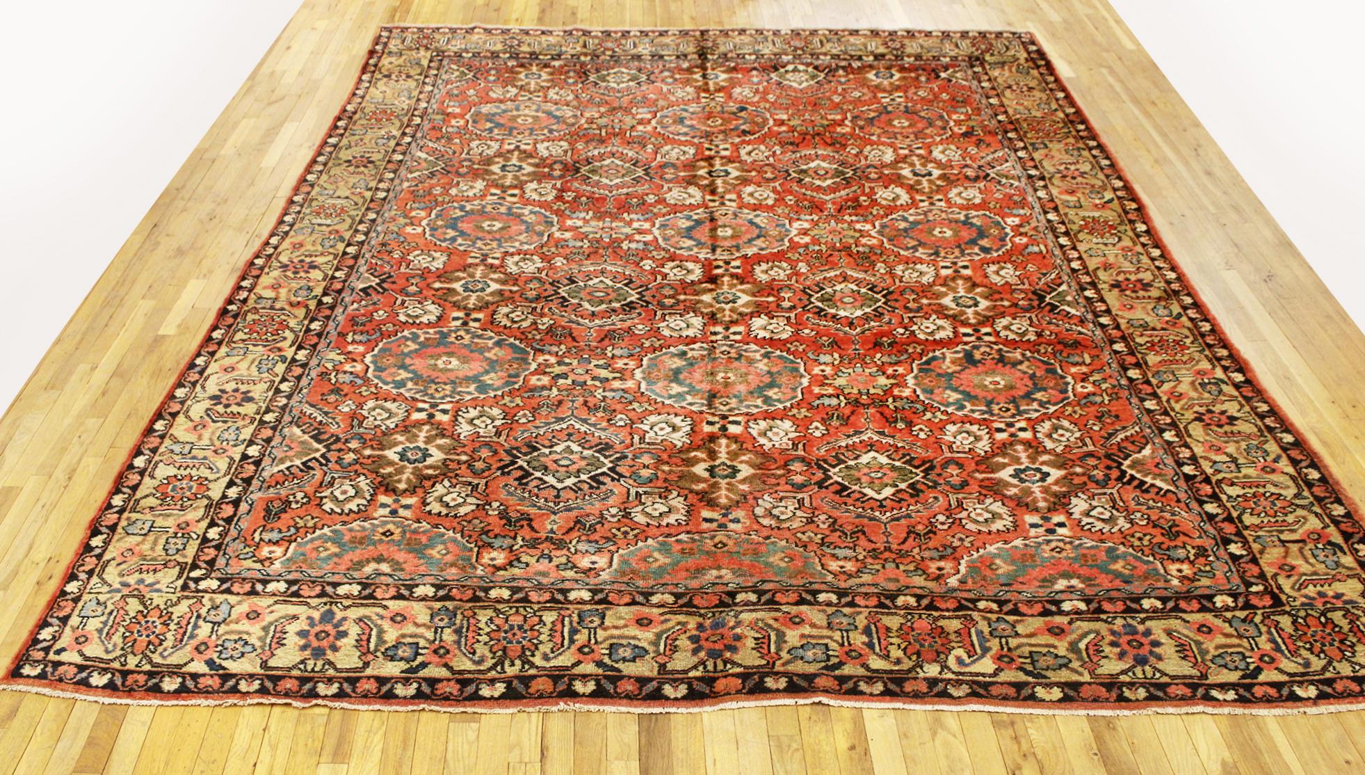 Hand-Knotted Antique Persian Sultanabad Oriental Carpet, Room Size, with Palmettes For Sale