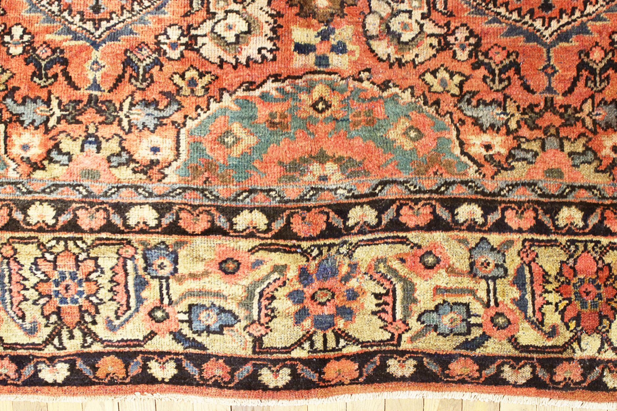 Wool Antique Persian Sultanabad Oriental Carpet, Room Size, with Palmettes For Sale