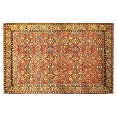 Tapis persan ancien de Sultanabad Oriental, taille de pièce, avec palmettes