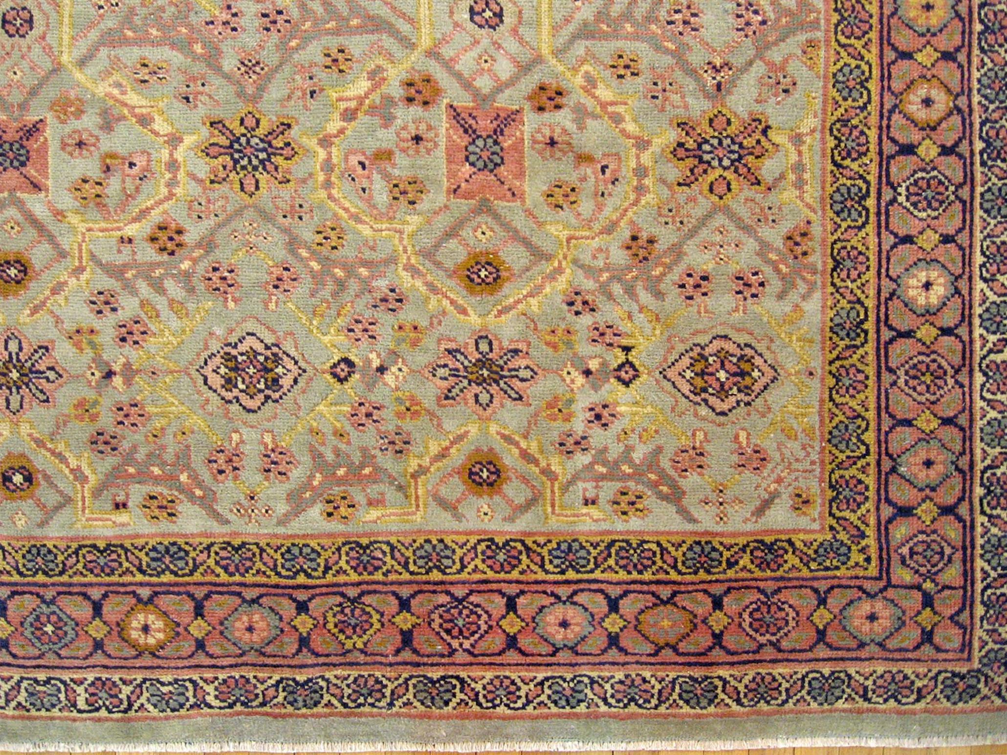 Hand-Knotted Antique Persian Sultanabad Oriental Carpet, Room Size, with Repeating Design For Sale