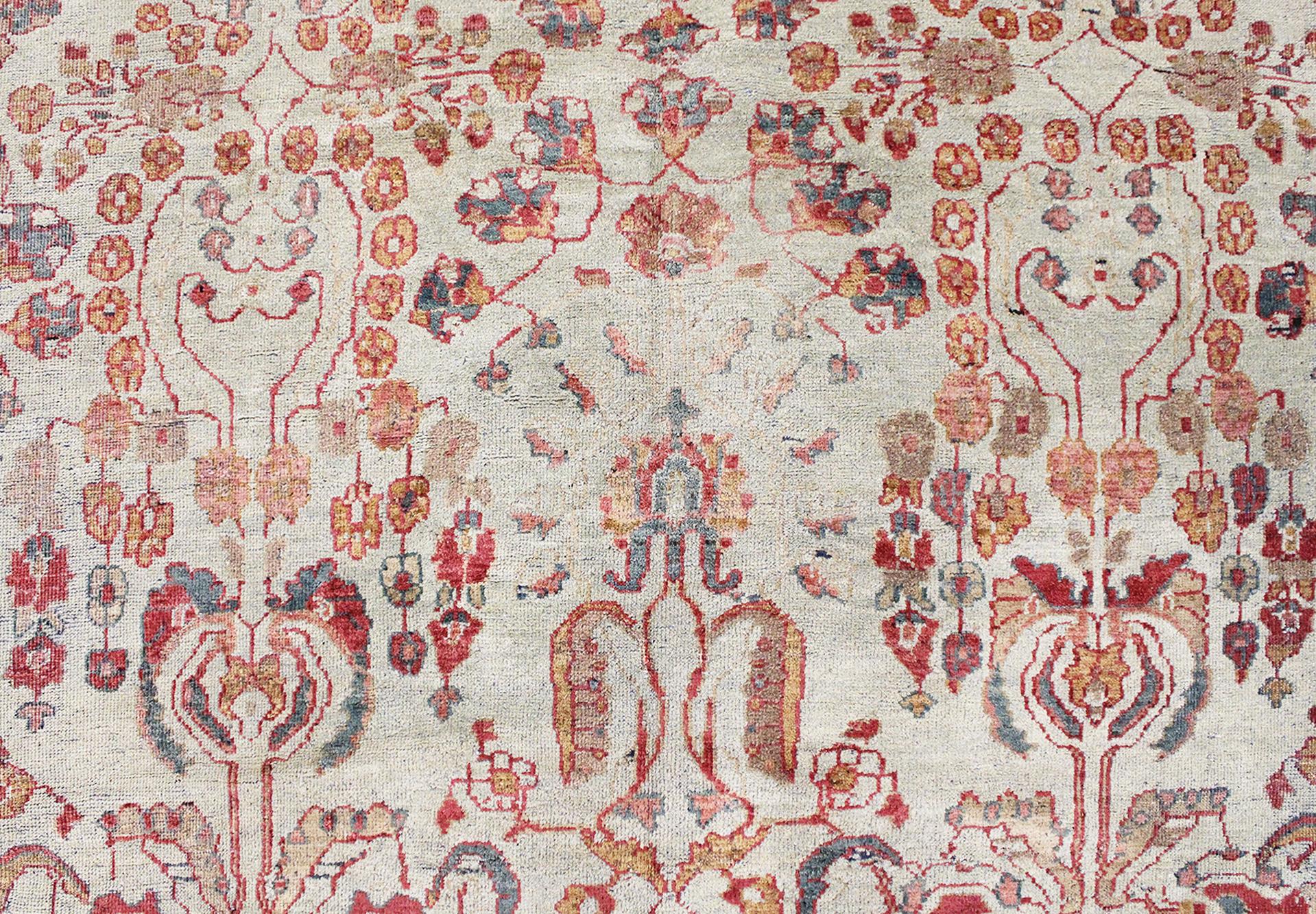 Wool Antique Persian Sultanabad Oriental Carpet, Room Size, with Symmetrical Design For Sale