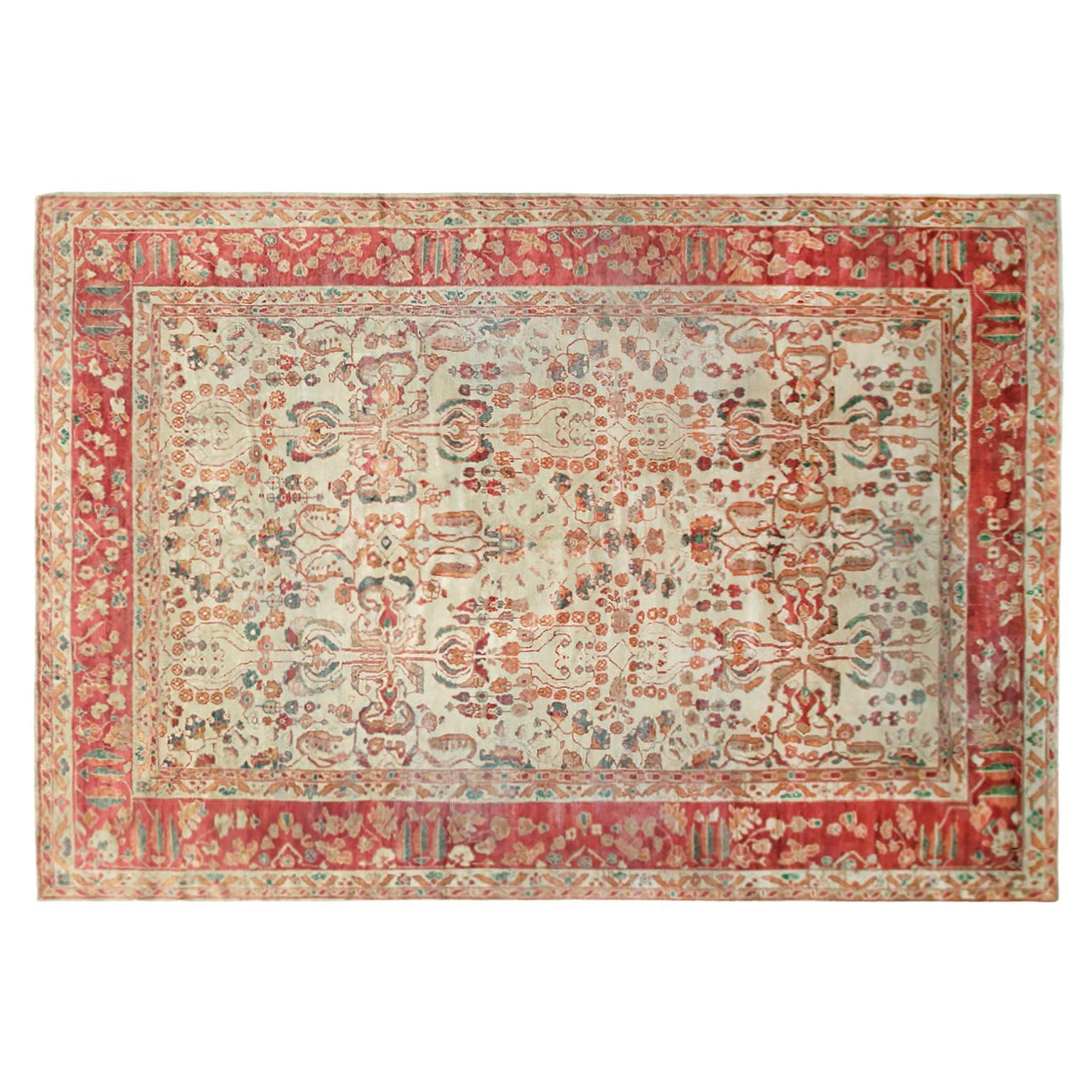 Antique Persian Sultanabad Oriental Carpet, Room Size, with Symmetrical Design For Sale