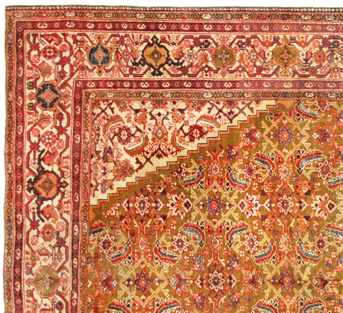 Perse Tapis oriental persan Sultanabad, taille de pièce, avec motif Herati en vente