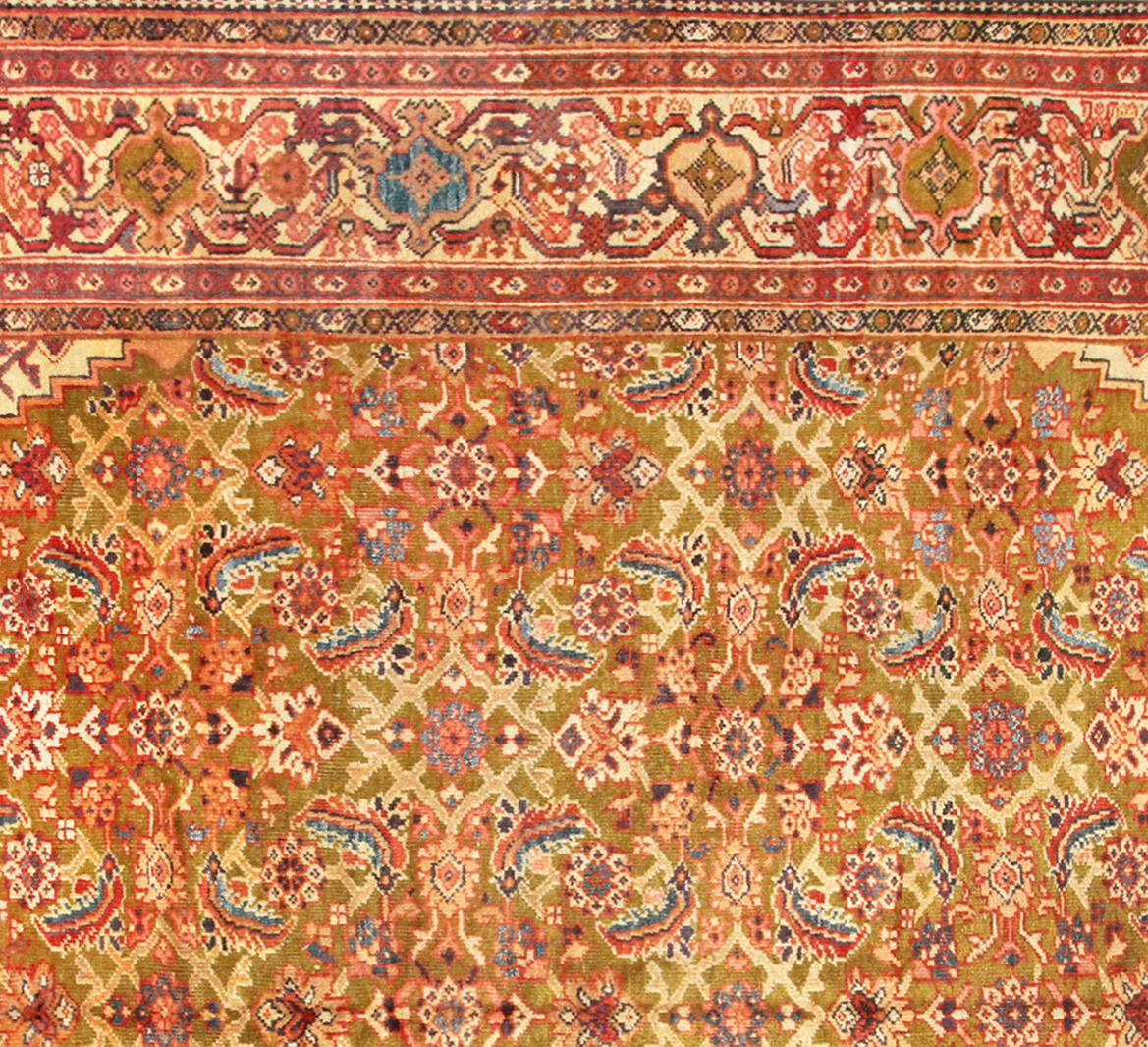 Noué à la main Tapis persan ancien Sultanabad Oriental, taille de pièce, avec motif Herati en vente